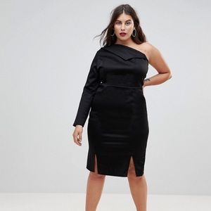 ASOS CURVE Double Split One Shoulder Midi Dress